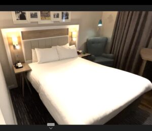 Hotel room with double bed